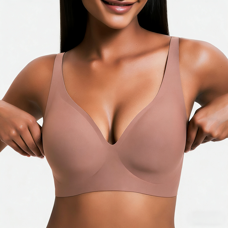 🎅🎄Christmas Sale Day! NESLEMY Women’s Wireless Deep V Seamless Push-Up Bralette — Ultra-Comfortable T-Shirt Bra