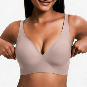 🎅🎄Christmas Sale Day! NESLEMY Women’s Wireless Deep V Seamless Push-Up Bralette — Ultra-Comfortable T-Shirt Bra