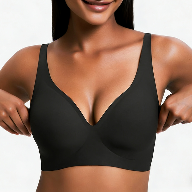 🎅🎄Christmas Sale Day! NESLEMY Women’s Wireless Deep V Seamless Push-Up Bralette — Ultra-Comfortable T-Shirt Bra