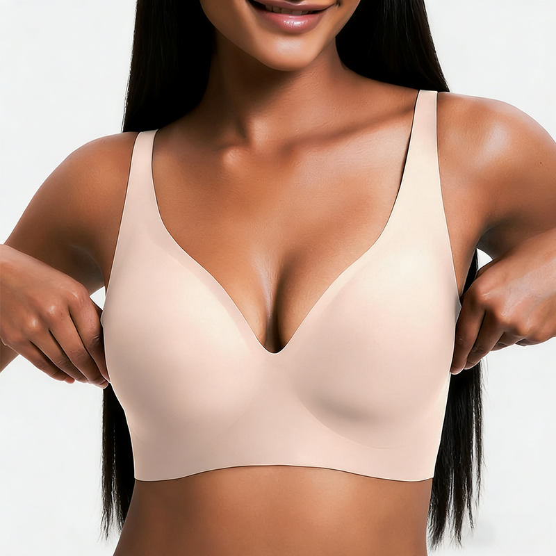 🎅🎄Christmas Sale Day! NESLEMY Women’s Wireless Deep V Seamless Push-Up Bralette — Ultra-Comfortable T-Shirt Bra